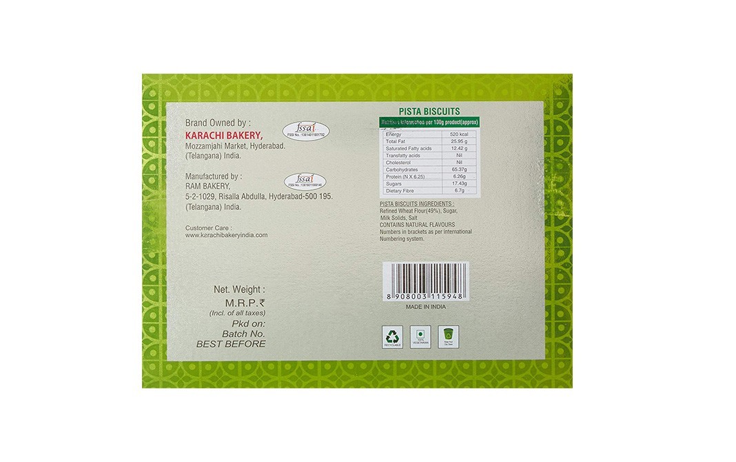 Karachi Bakery Pista Biscuits    Box  400 grams